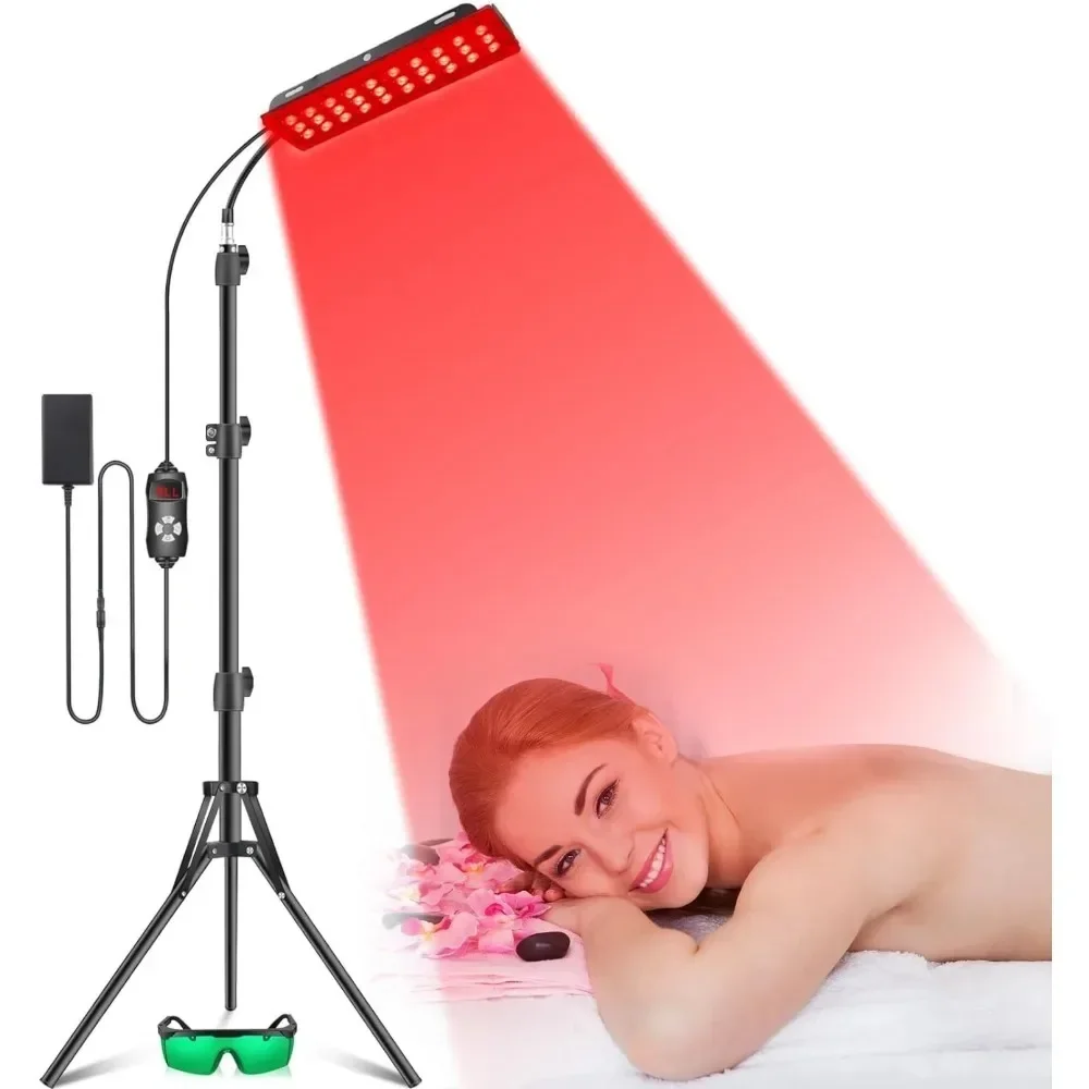 Single Dual Palte Red Light Therapy Lamp with Stand,660nm&850nm Near Infrared Light Therapy Device for Fatigue Relief Skin Care