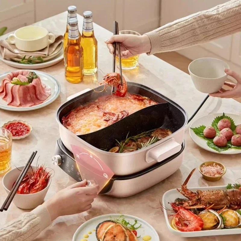 Midea 220V Double Flavour Electric Hot Pot 6.5L Multi Pot 2000WHousehold Electric Hot Pot Non-stick Split Electric Cooker 5