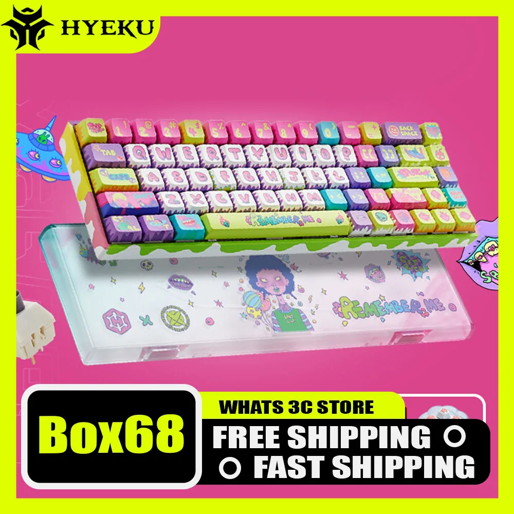 

Hyeku Box68 Mechanical Keyboard Three Mode Type-C2.4G Bluetooth Wireless Customized Keyboard RGB Hot-Swap Gasket Pc Man Gifts