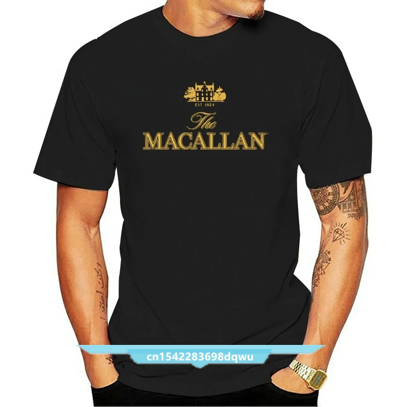 4562D T Shirt Hitam Lengan Pendek Wiski The Macallan Est 1824 The Malt Scotch