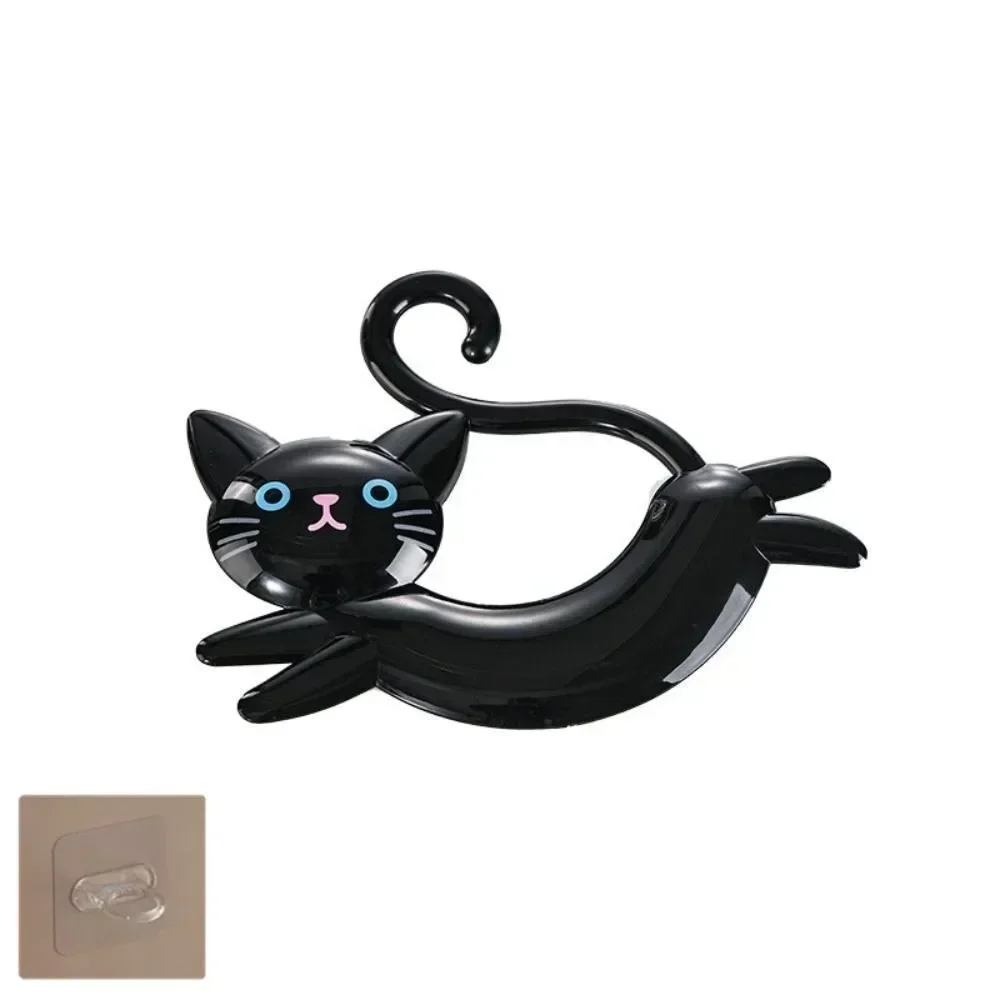 Wall Mounted Cat Shaped Towel Bar Creative No Punching Cute Towel Rack Cartoon Door Back Holder