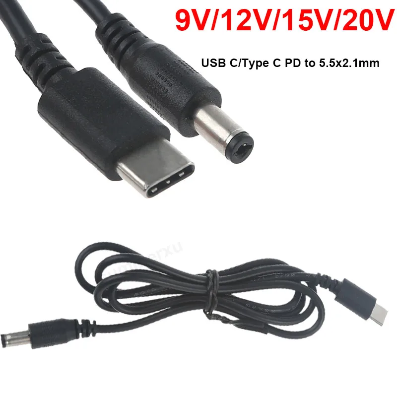 

USB C Type C PD to 9V 12V 15V 20V 5.5x2.1mm Power Supply Cable for Wifi Router Laptop LED Light Camera Wireless Speaker Modem