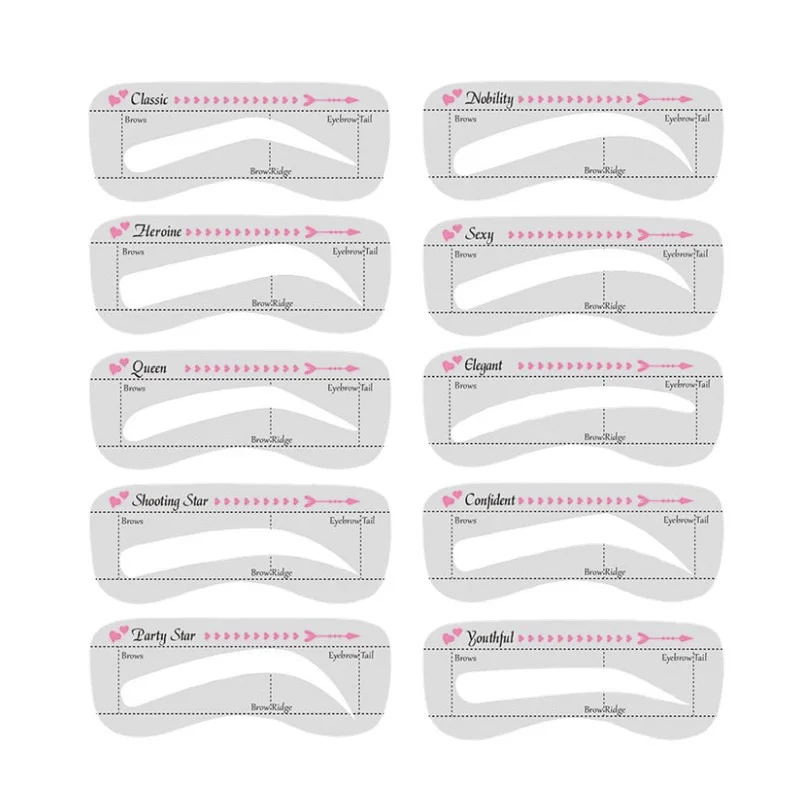 Makeup Tools Eyebrow Stencil Tool Eye Makeup Tools 10Pcs/Set Eyebrow Stamp Stencil Kit Eyebrow Stencils Template Shaper Kit Makeup Tool for Women