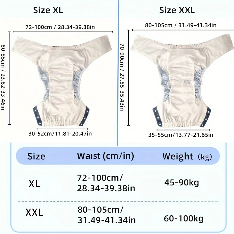 Ice Silk Adult Cloth Disaper Waterproof Diaper Pants Reusable Trouser Pocket Anti-leak Breathable Nappy Pads