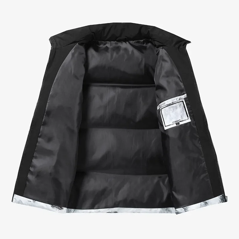 New Winter Down Coat Men's White Duck Plaid Trendy Couple Thickened Jacket Women's Fashion Color Block Stand Collar