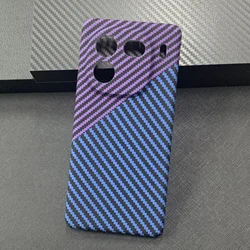 Carbon Fiber Stripe Shockproof Phone Case - Thin Bumper Design for iqoo 12 (Purple Blue)