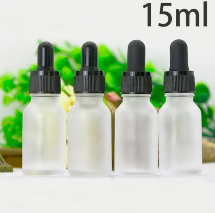 

15ml Frosted Dropper Clear Glass Liquid For Essential Basic Massage Oil Dropper Bottle Refillable Bottles 624pcs SN