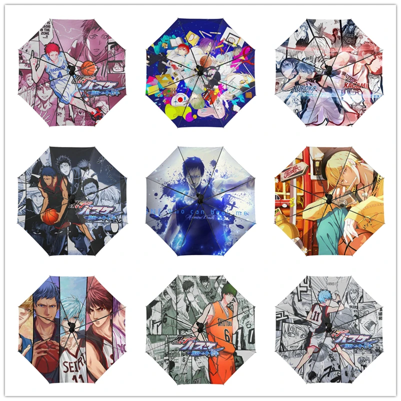 Kuroko paraguas de baloncesto de Anime para mujer, sombrilla automática de lluvia, tres sombrilla solar plegables, - AliExpress