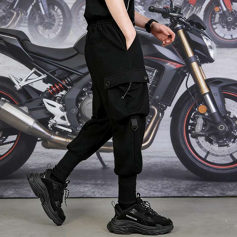 모터 남성용 바지 스웨트팬츠 아웃도어 롱 팬츠 남성 카고 캐주얼 봄 가을 큰 포켓 튼튼한 작업복 남성 바지 3XL