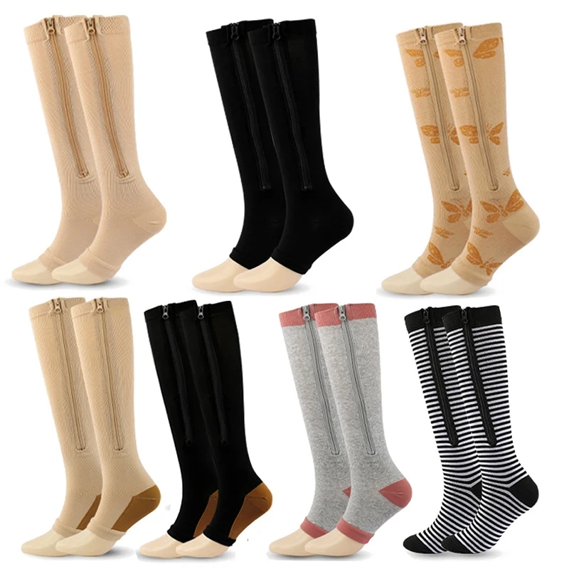 Compression Socks Pain Relief Varicose Veins for Men Women Medical Zipper Elastic for Outdoor Running Hiking Cycling Sports compression socks
