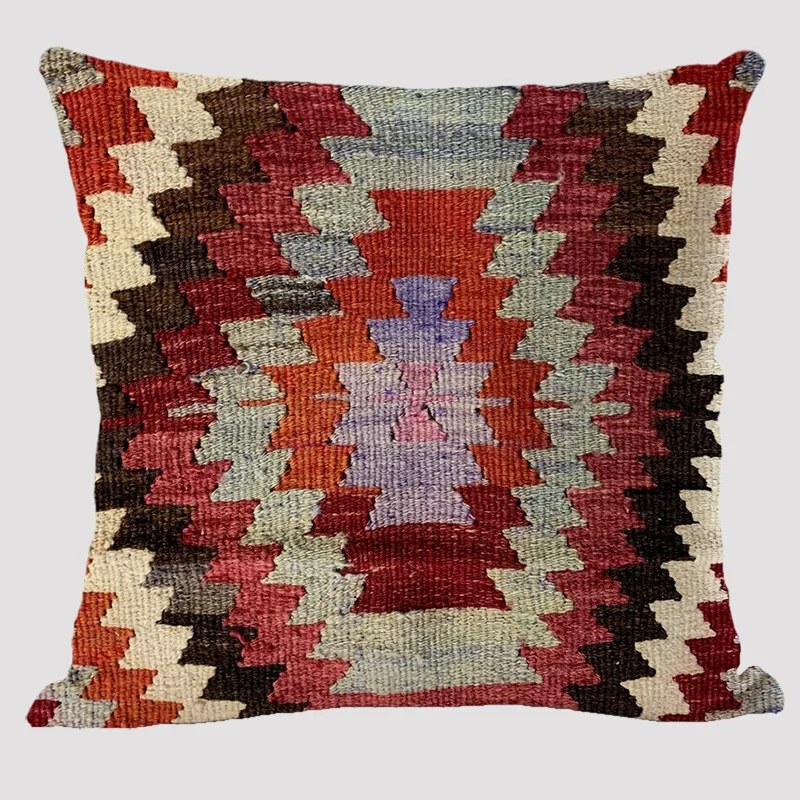 Bohemian Patterns Linen Cushions Case Multicolors Abstract Ethnic Geometry Print Decorative Pillows Case Living Room Sofa Pillow 