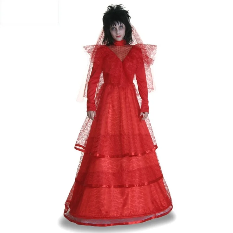 

Red Dress for Female Masquerade Cosplay Devil Costumes Ghost Bride Clothes Halloween Women Scary Vampire Witch Suits