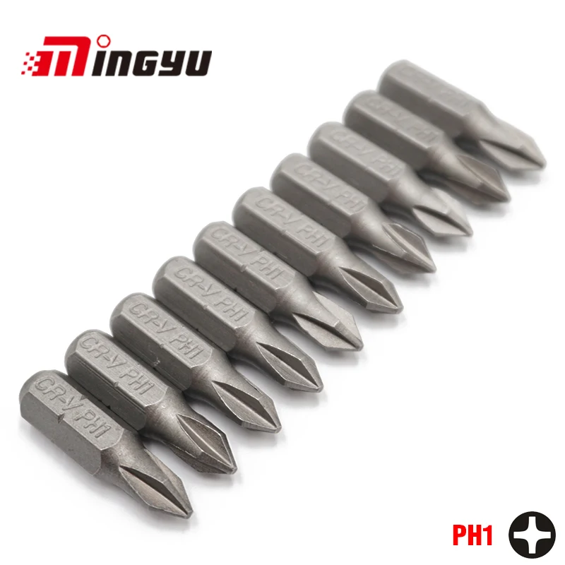10pcs 1/4" 25mm Phillips Ph1 Screwdriver Bit Set Repair Tools