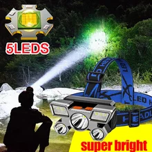

5LED Headlamp with Built-in 18650 Battery USB Rechargeable Portable Flashlight Outdoor Hunting Camping Headlight Head Lamp