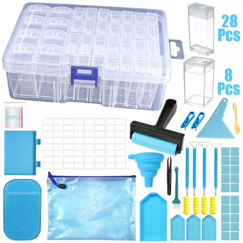 Diamond Painting Storage Box Accessories DIY Kit with Bottles Tray Pen Wax Putty Stickers Tools Set Mosaic Container Accessory 1