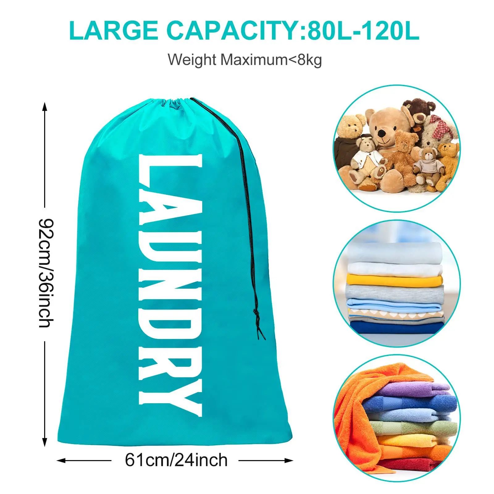 Clothes Storage Bag Oxford Cloth Laundry Bag Round Handle Dirty Laundry Storage Basket 5