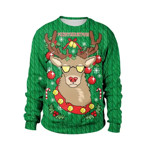 Men Women Llama Ugly Christmas Sweatshirt 3D Funny Print New Year Eve Xmas Sweater Couples Pullover Holiday Party Jumper Tops - Image 12