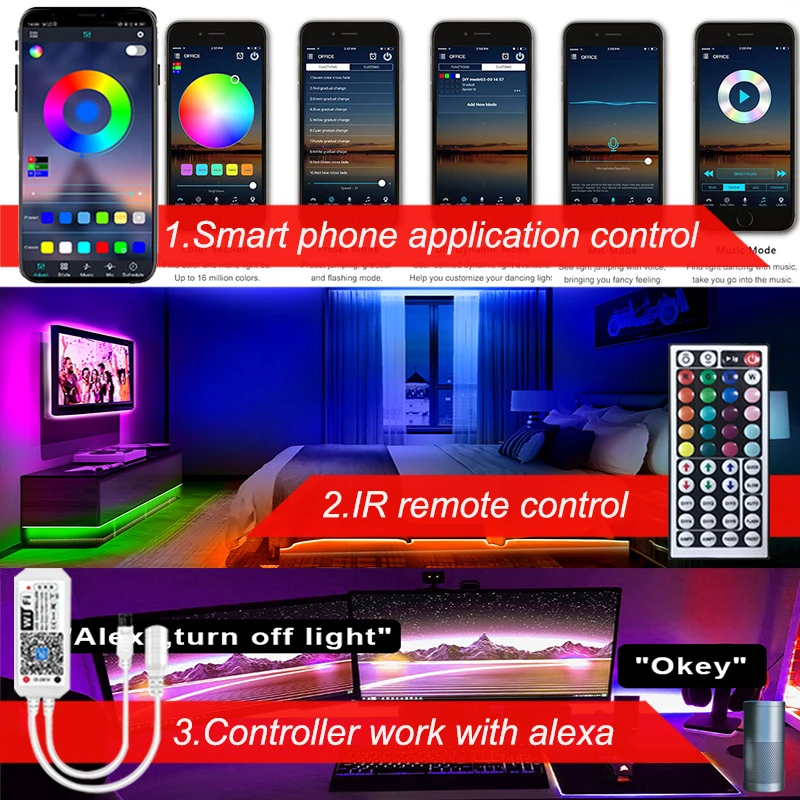LED Ʈѷ  Ȩ  44 Ű RGB Ʈѷ,  ˷ Ʈ Ʈ, LED Ʈ , RGB ׿ Ʈ