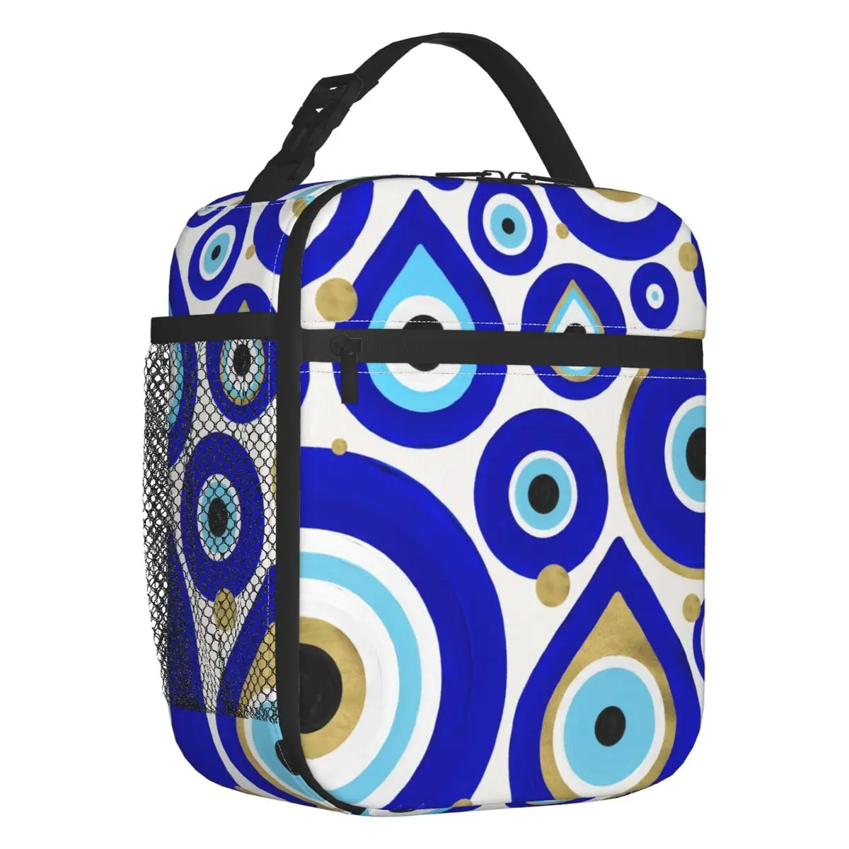 

Custom Evil Eye Charms On White Lunch Bag Men Women Thermal Cooler Insulated Lunch Boxes for Children School