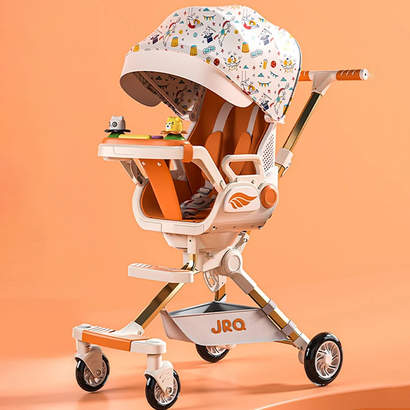 Carrinho de bebê alta paisagem assento reversível uma mão dobrável carrinho recém-nascido leve sistema viagem reclinável para infantil