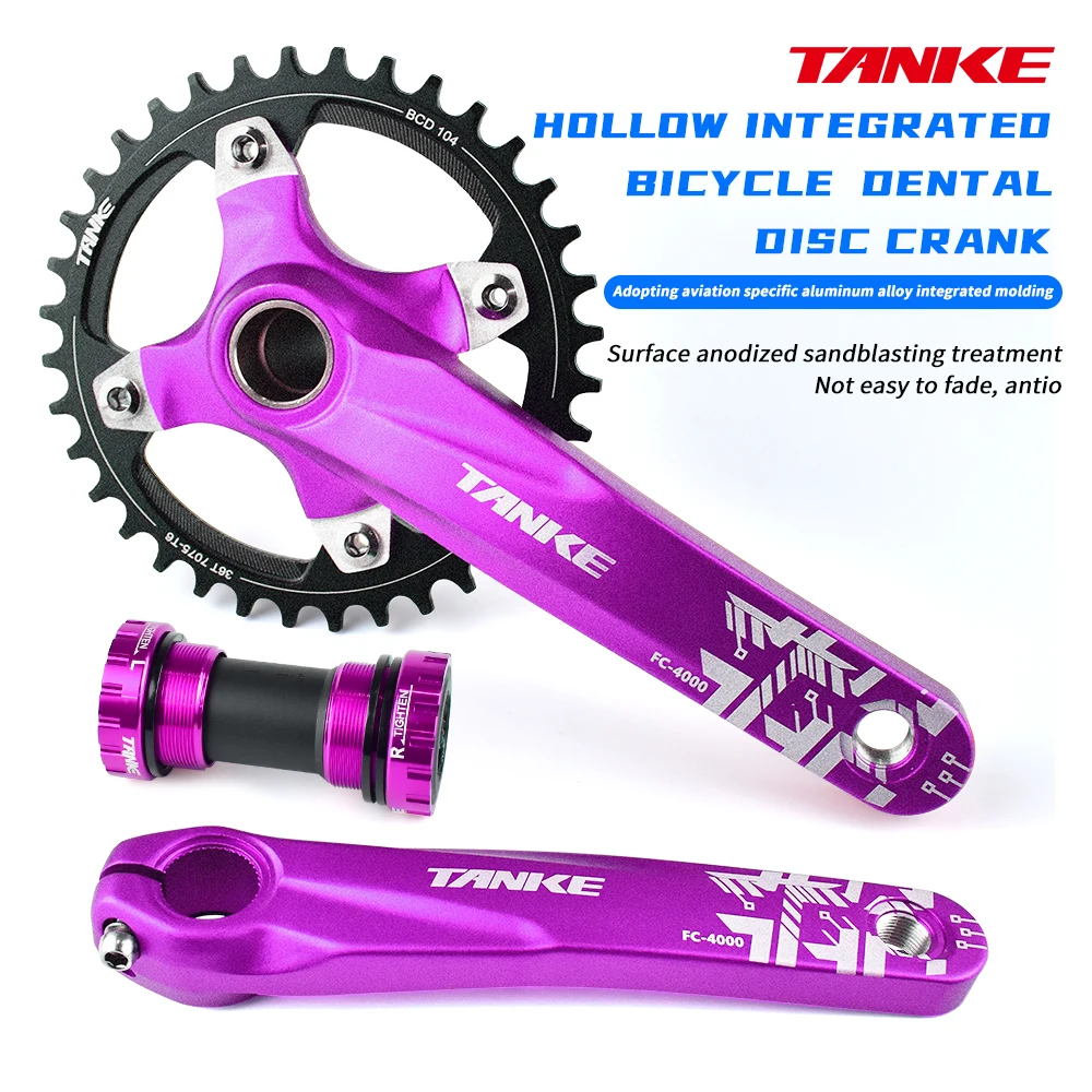 Pédalier VTT 170 Mm 104 BCD Plateau Alu Manivelles Carré Conique Neuf