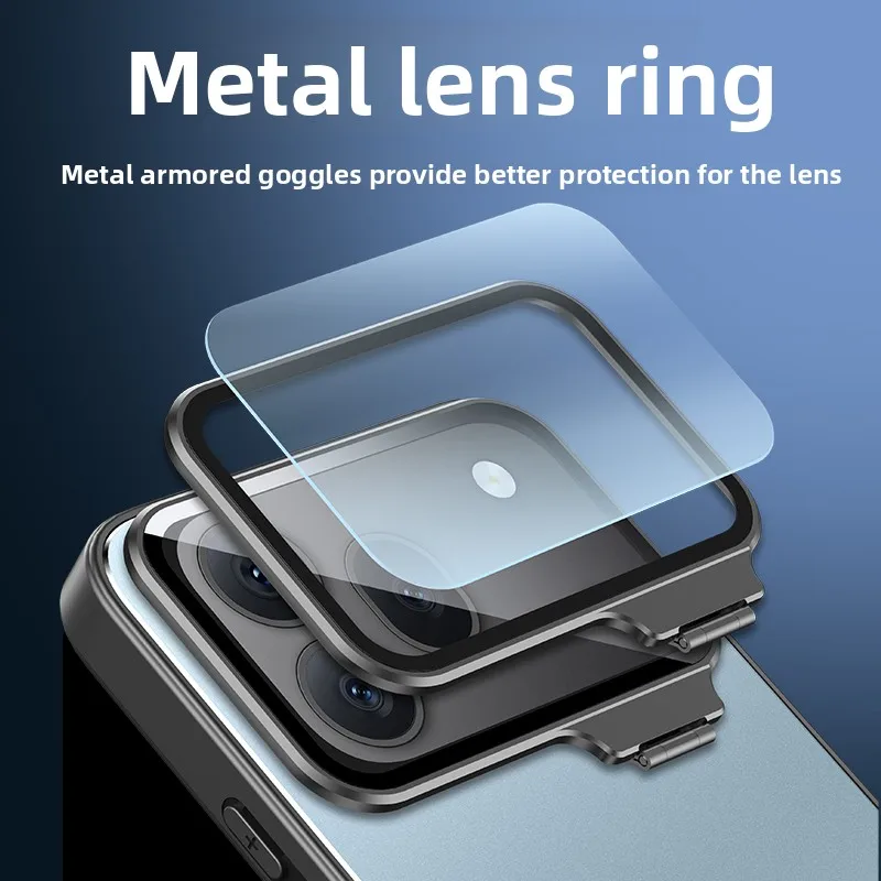 Enhanced Shockproof Magnetic Lens Bracket Case with Metal Ring and Acrylic Cover - Ultra-thin and Skin-friendly Design