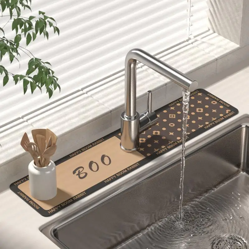 

Faucet Absorbent Mat Kitchen Sink Drainage Table Mat Anti-splash Bathroom Home Bath Countertop Mat Around Faucet Handle Pad