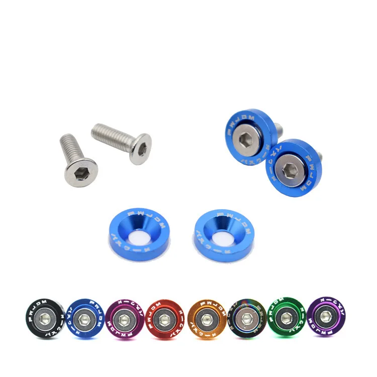 Car Aluminum Washer M6 Colourful Anodized Countersunk Head Bolt Washers Gasket JDM Racing for Honda BMW Toyota Nissan 10PCS/Lot