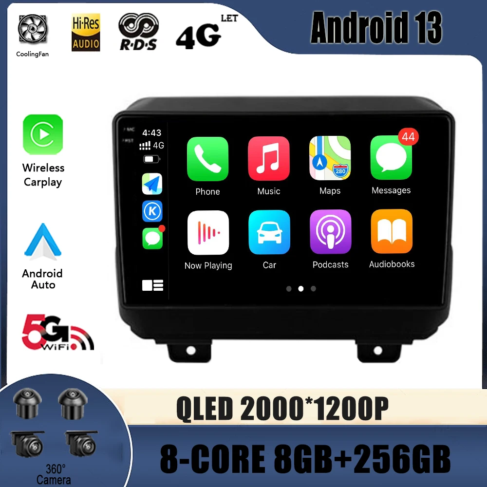 

Автомагнитола, мультимедийный видеоплеер с GPS для Jeep Wrangler 4 JL 2018-2019, Android 13, навигация, № 2 Din, DVD-плеер