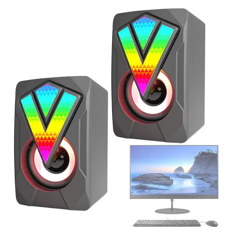 게임 모니터용 RGB 컴퓨터 스피커, 데스크탑 스피커, 샤인 USB 멀티미디어 유선 PC 스피커, 노트북 데스크 홈