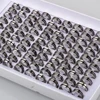 Hot 50/100Pcs Mixed Stainless Steel Black Stripe Rings Wholesale Bulk Men Women Wedding Ring Jewelry Gifts17-21mm Lots 5