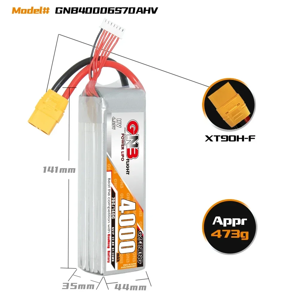 Batterie LiPo 4500mAh 4S XT90 pour Drone FPV Micro à côté d'un drone FPV, échelle de taille visible.