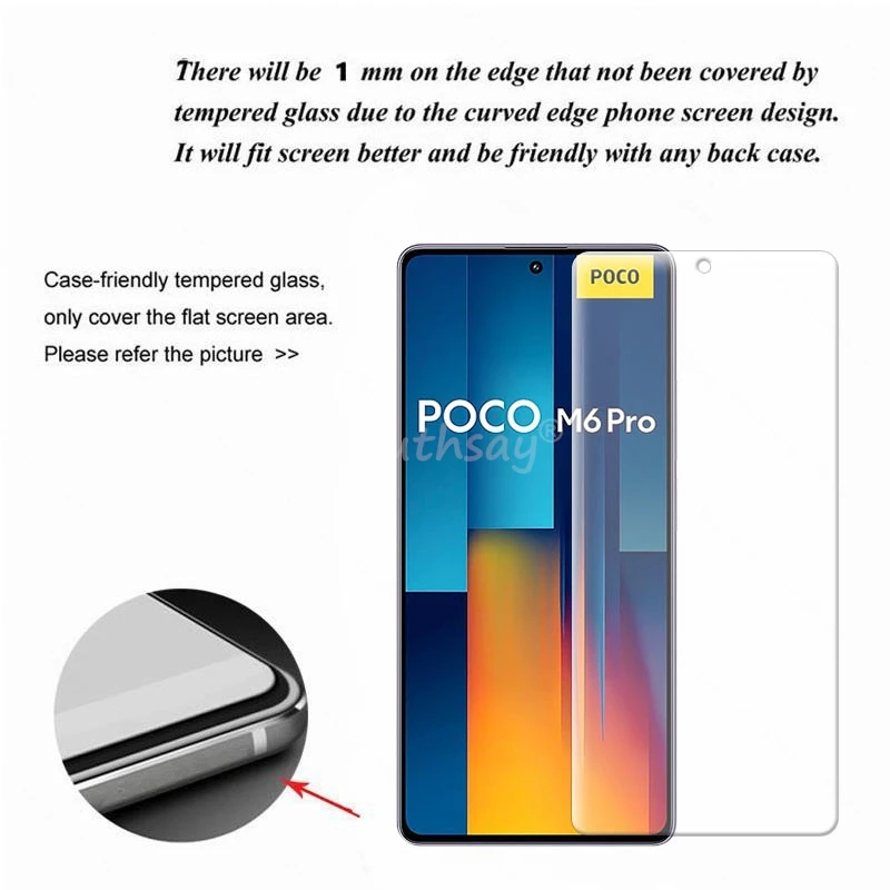 For Xiaomi Poco M6 Pro Glass For Poco M6 Pro Tempered Glass Screen Protector Flim 9D Camera Protector Flim For Poco M6 Pro Glass