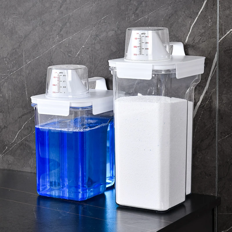 Detergent Dispenser Powder Storage Box Clear Washing Powder Liquid