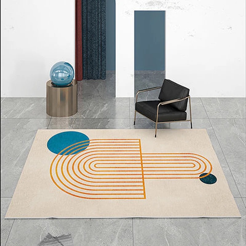 Nordic Modern Minimalist Living Room Carpet Non-slip Stain-resistant Luxury Bedroom Rug Home Decoration Fluffy Square Vortex Rug 2