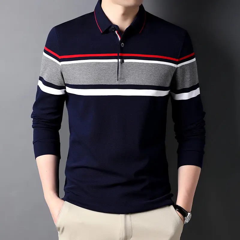 

Fashion Lapel Button All-match Spliced Striped Polo Shirts Men's Clothing 2024 Spring New Loose Casual Tops Korean Tee Shirt