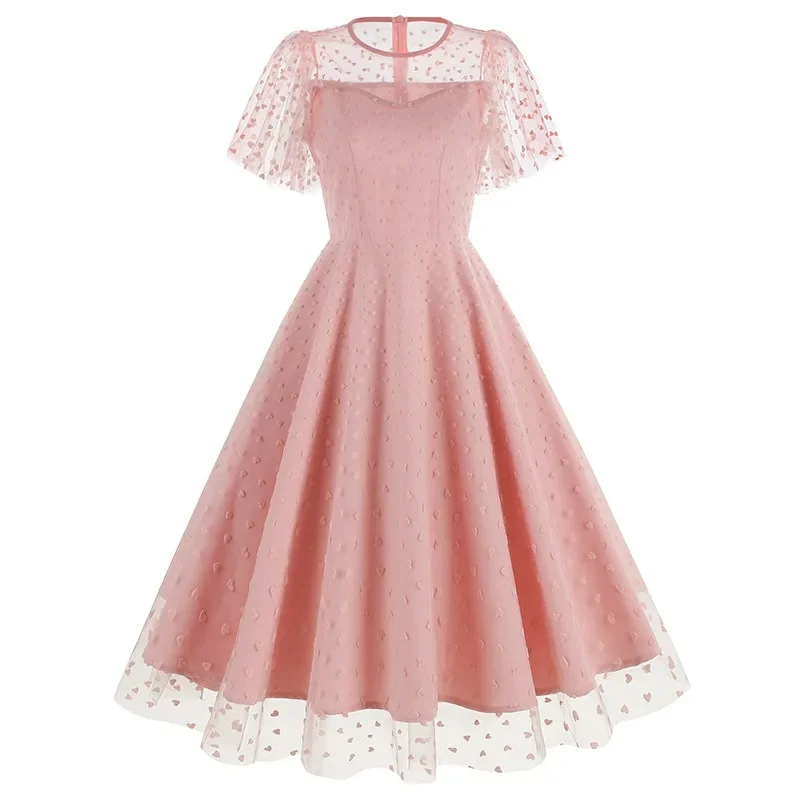 chinese dress ladies Vintage 50s Pink Short Sleeve Maxi Dress – Barrio Boutique main image 1