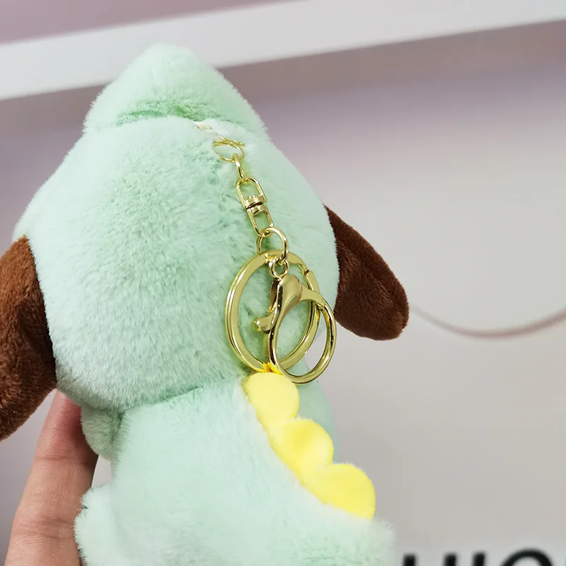 Sanrio Cross Dressing Cute Dinosaur Doll Pochacco Melody Kuromi Plush Keychain Birthday Gift for Women 4
