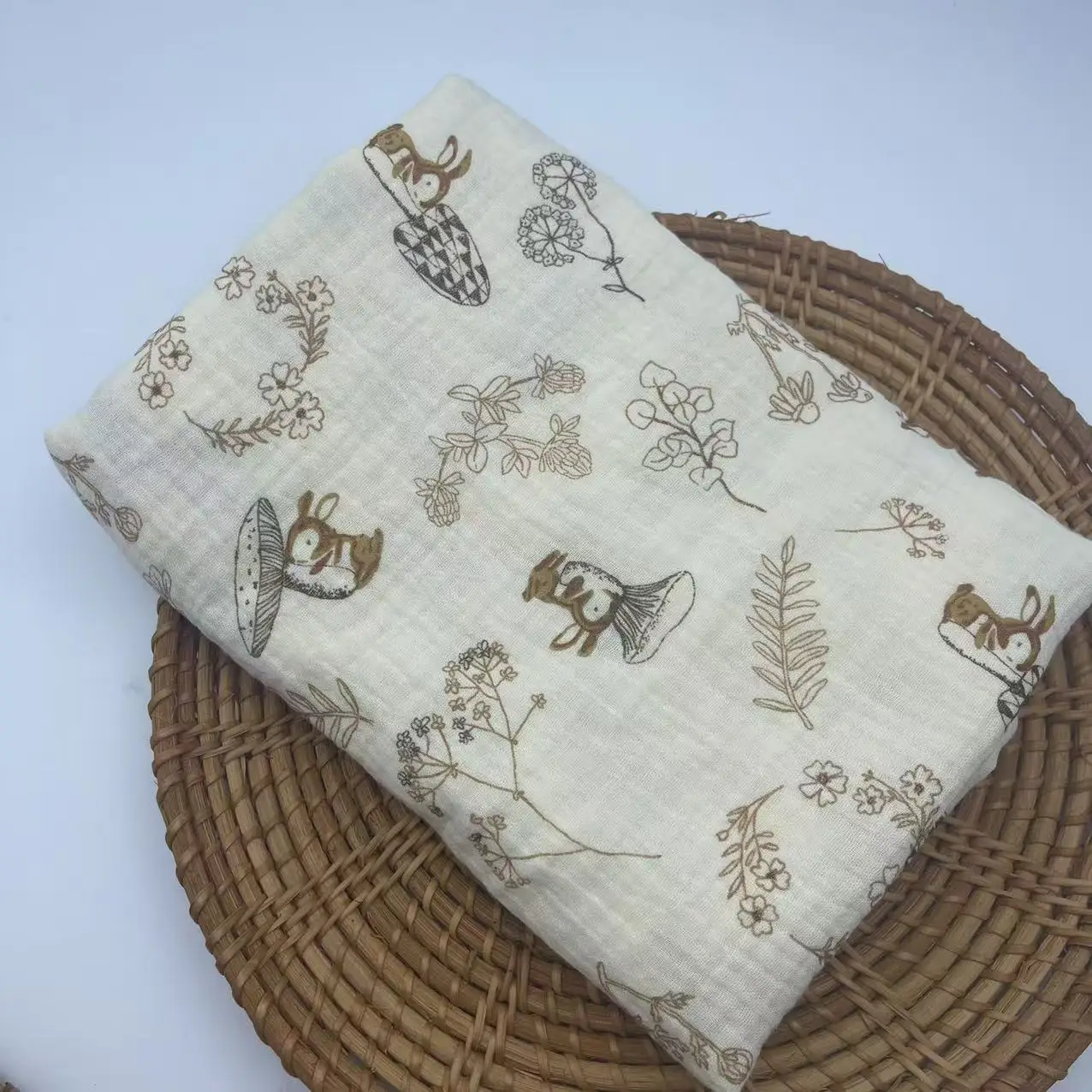 Cotton Swaddle Blanket Baby Blanket Floral Print Muslin Diaper Swaddle New Born Crinkle Fabric Baby Born Stroller Cover 6