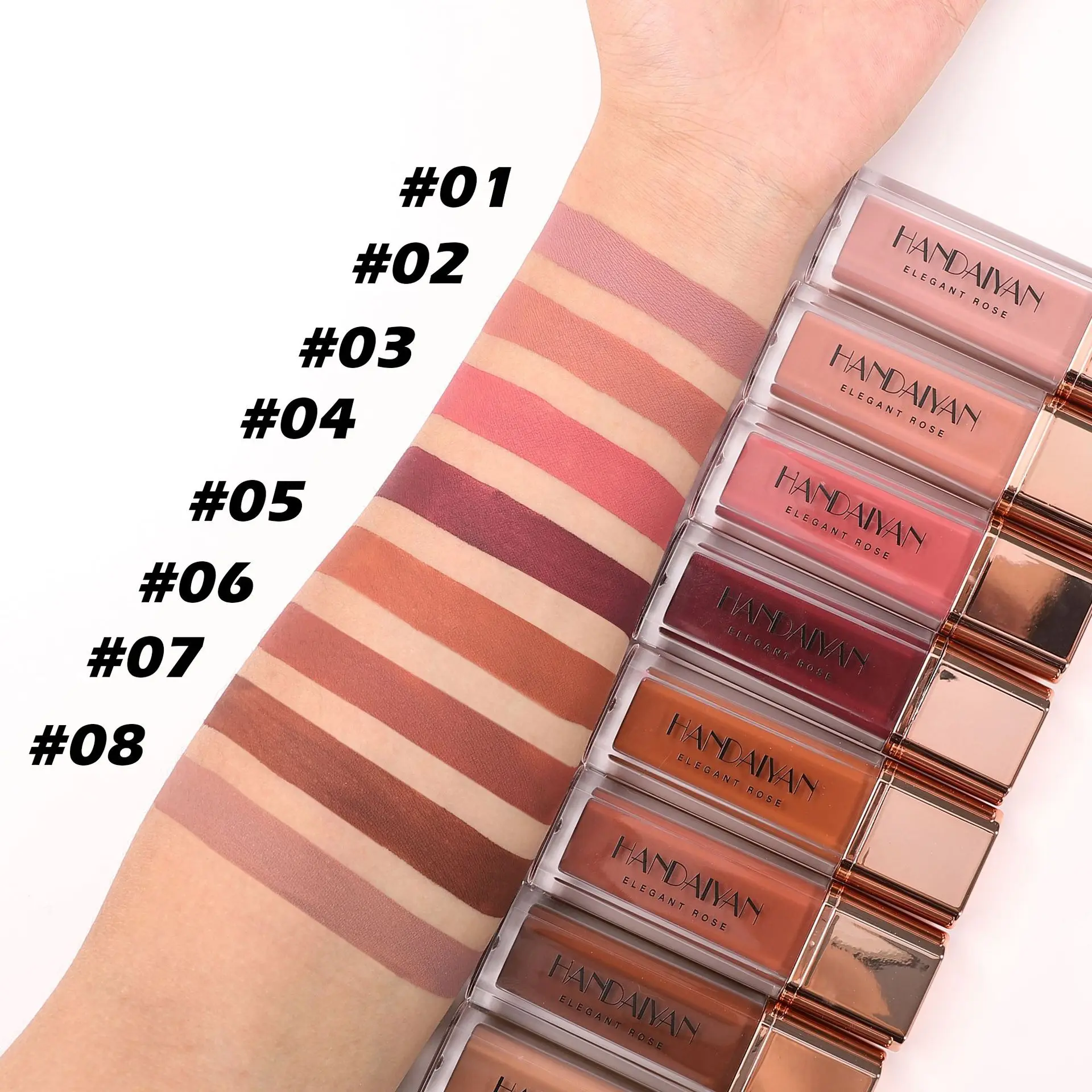 handaiyan 8 colors waterproof non-stick cups do not lose color matte mud lips fast drying lipstick matte lip glaze 3