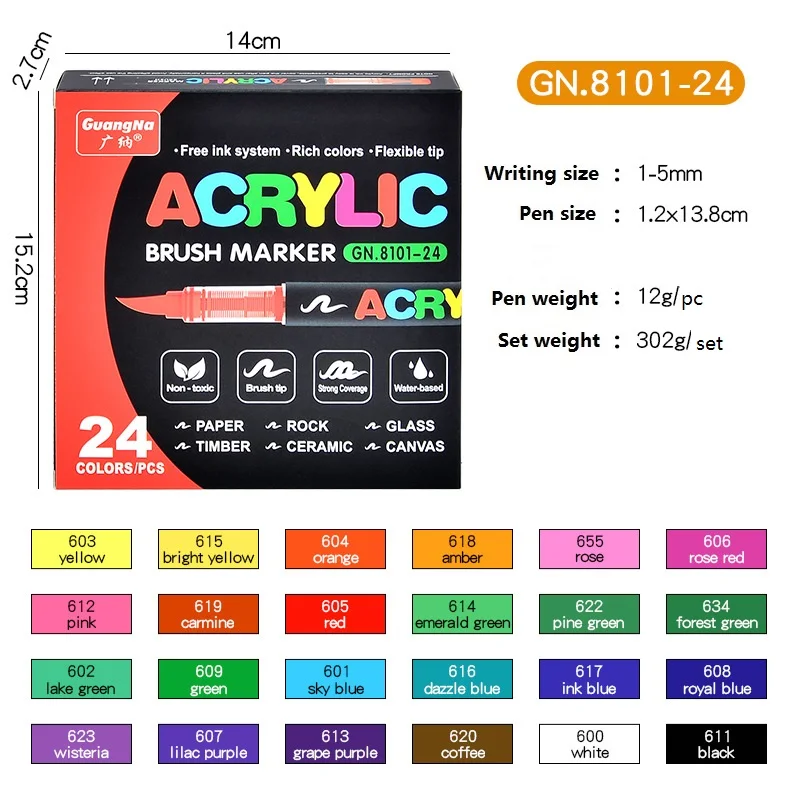 guangna アクリルマーカー 164色 Amazon.com: Guangna Acrylic Paint Markers Brush Tip, 12