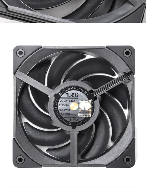 Ventola CPU Thermalright TL-B12, 120mm, PWM, 2150 RPM, Cuscinetti S-FDB, Nera - Perfetta Per Case E Dissipatori - Foto 3