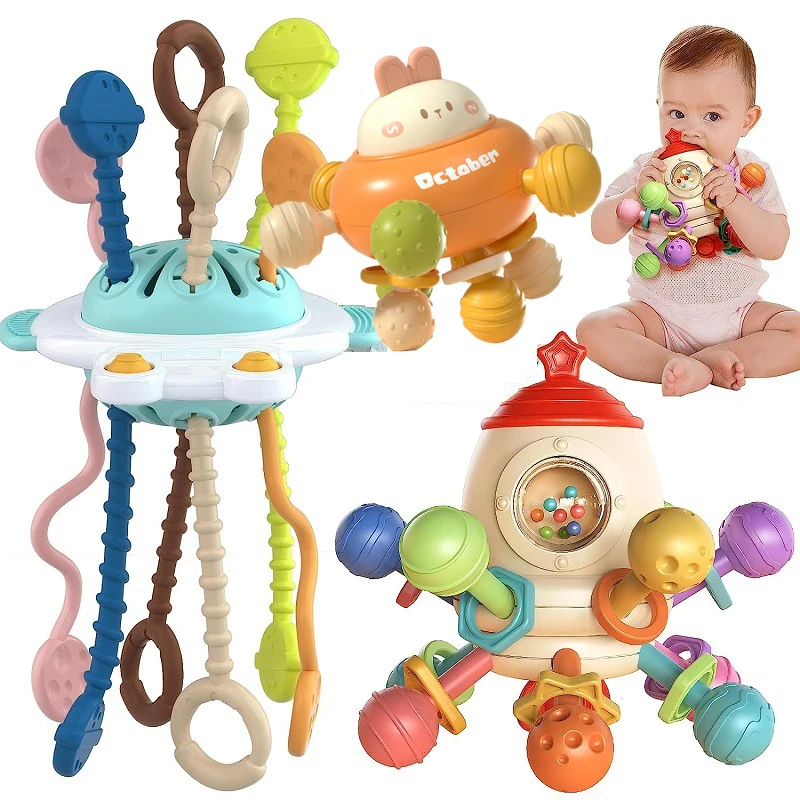 

Baby Sensory Teething Toys Silicone Teether Montessori Educational Learning Activity Grasping Ball Infant Teething Toy forBabies