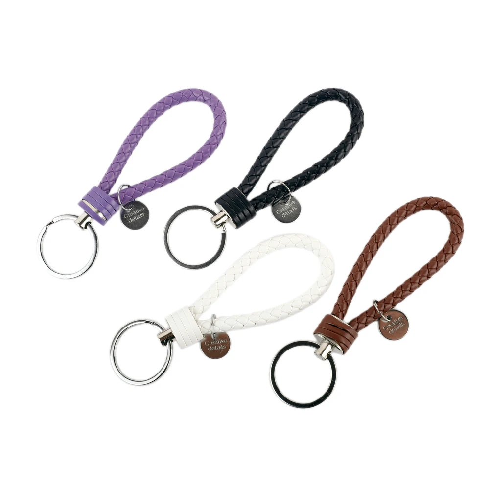 PU-Leather-Rope-Keychain-Simple-Woven-Creative-Keyring-Car-Key-Pendant ...