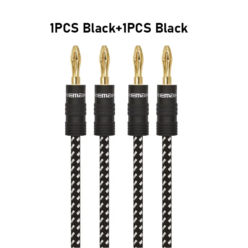 Premium Heavy Duty Braided Speaker Cable with Dual Gold Plated Banana Plugs - 14AWG Tinned Copper