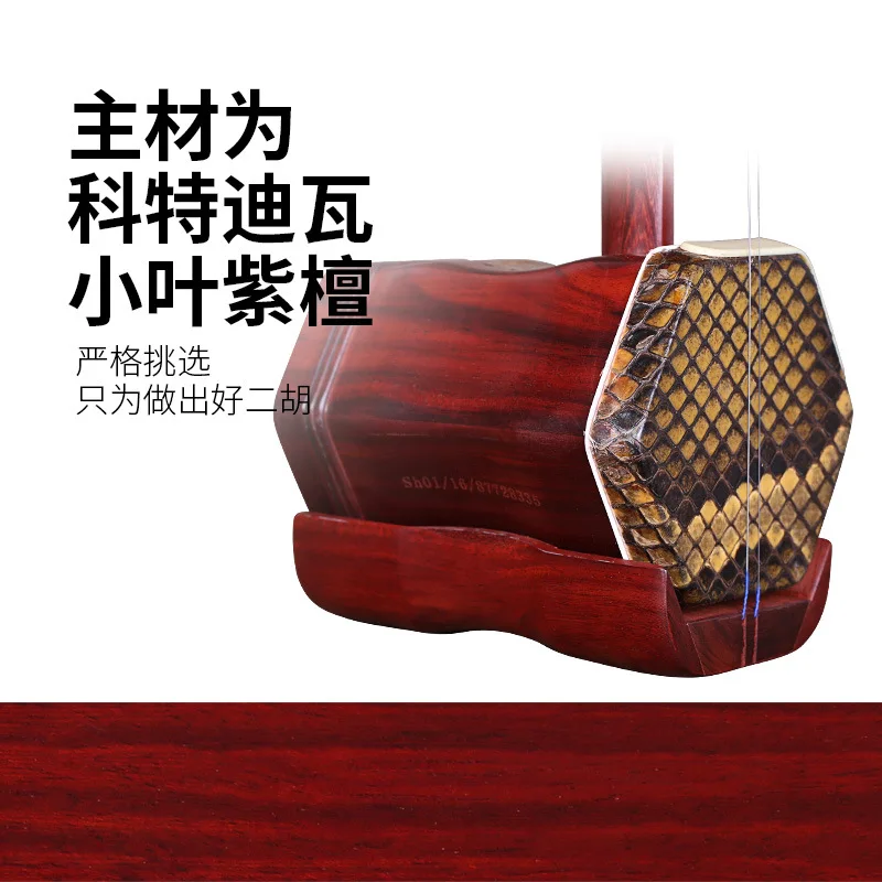 Chinese Dunhuang Erhu Sapele Ebony Erhu Professional Performance Music Instrument with full Accessories Stringed Instrument
