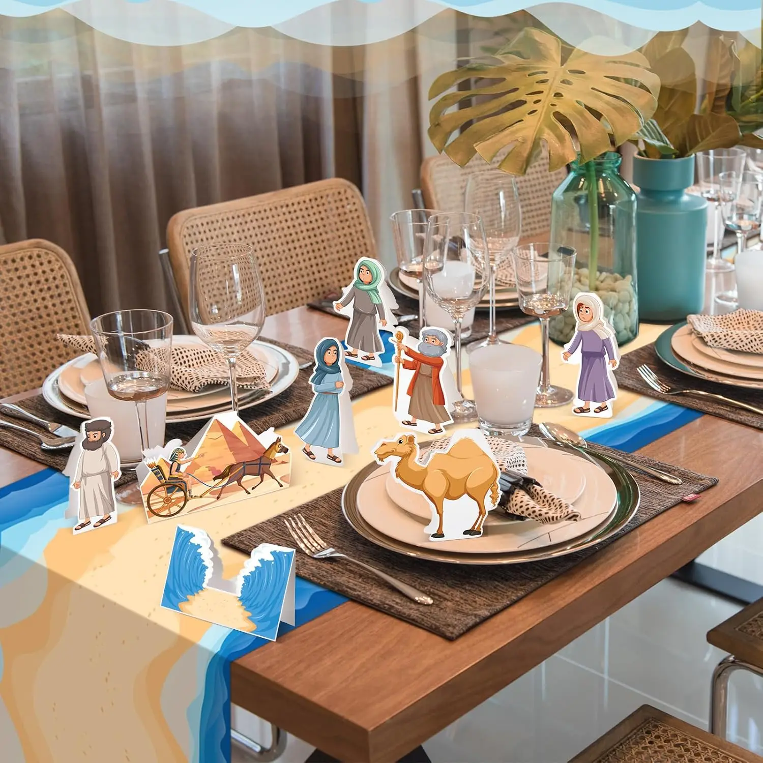 Table Cover Happy Passover Linen Table Runner Jewish Holiday Party Table Decor Reusable Kitchen Dining Runner Passover Decorations