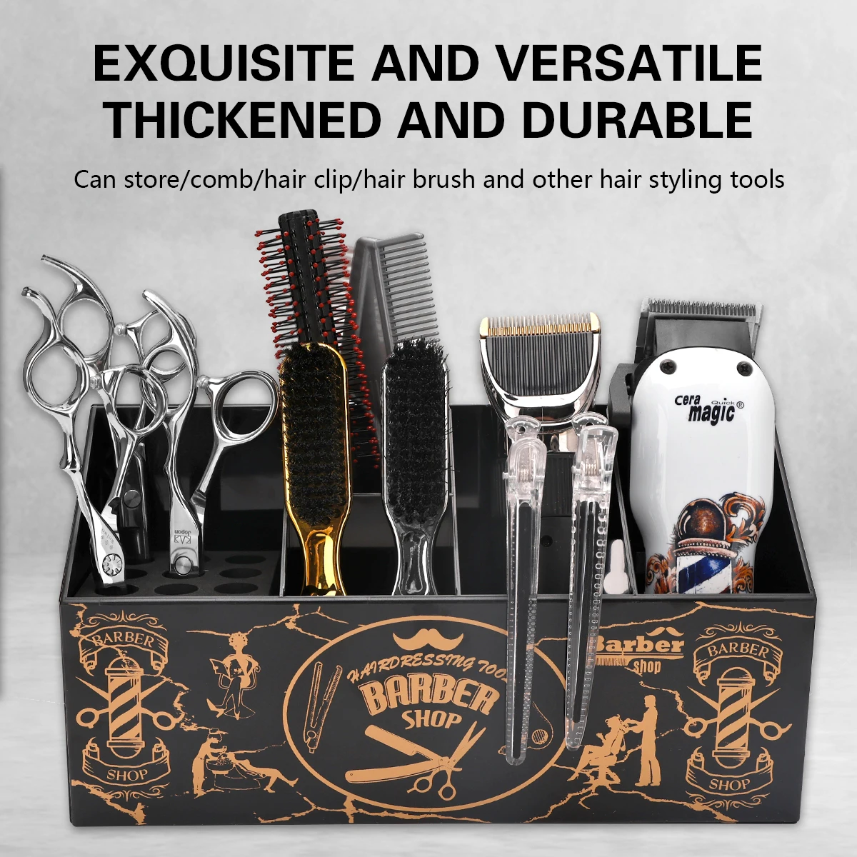 

Barber Desktop Hairstyling Scissors Stand Comb Storage Case Barbershop Hairdressing Box Socket Tool Organizer Holder