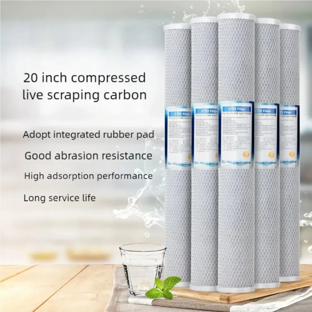 Description Picture 5 of item20-inch Compressed Activated Carbon CTO Filter Element Commercial Whole House Filter Water Purifier Front Carbon Rod Mesh Carbon