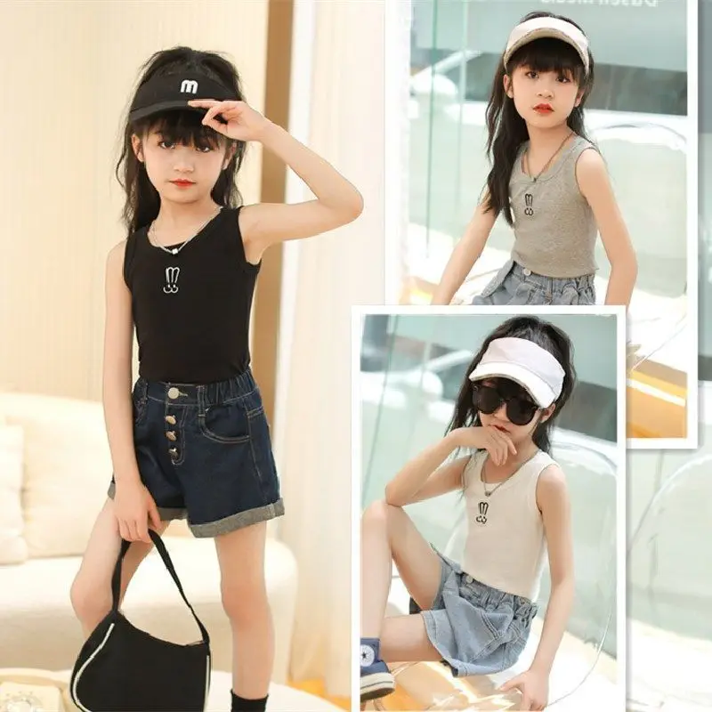 

Cotton Children's Summer Vest Solid Tees Kids Camisole Children Tops Summer Baby Singlet Girls Undershirts Teenager Tank 2023